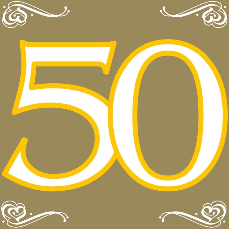 20x 50 jaar leeftijd themafeest servetten goud 33 x 33 cm papier -