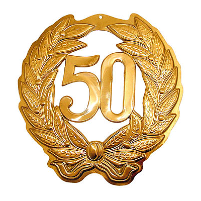 Jubileum krans - goud - 50 jaar leeftijd versiering - Dia 40 cm - feestartikelen -