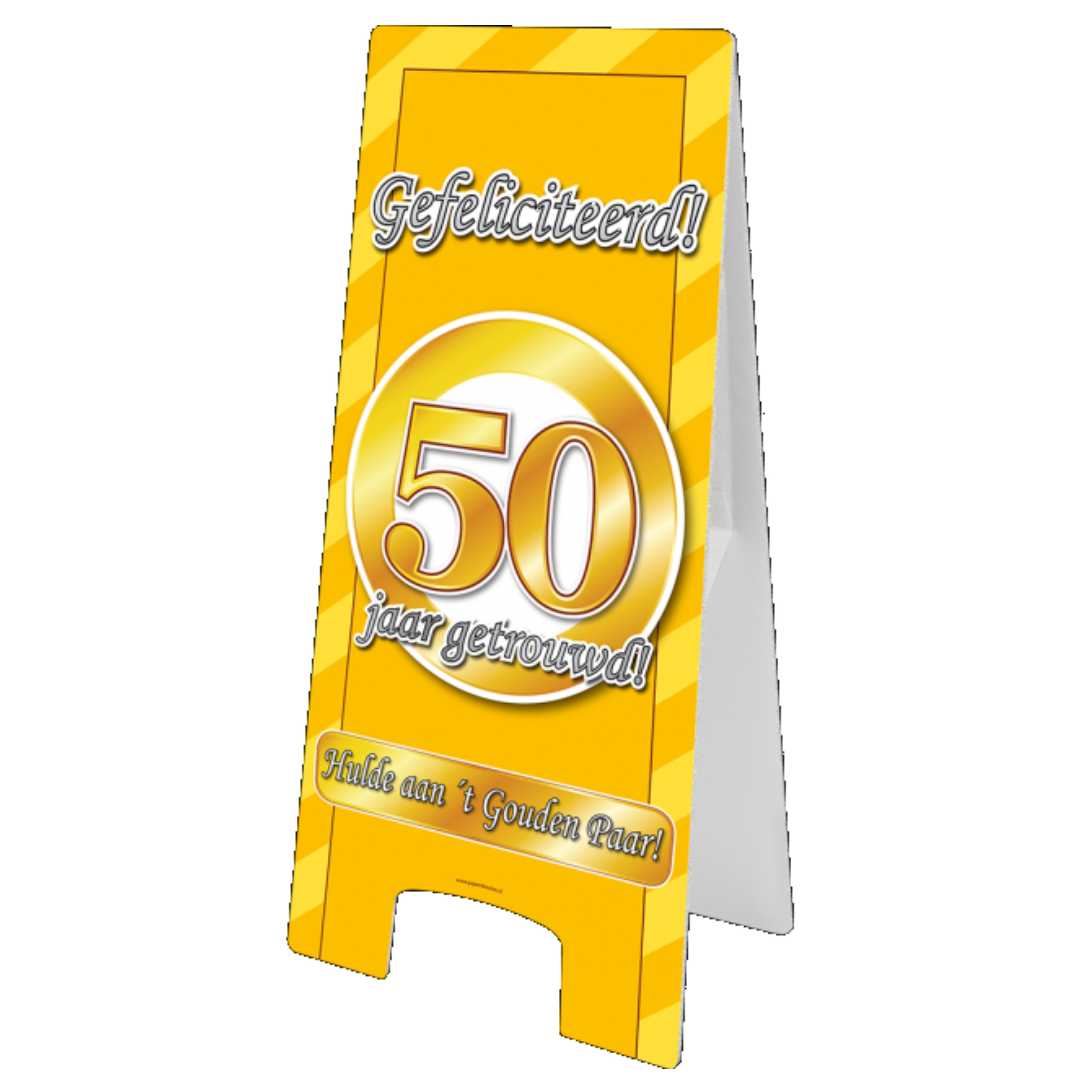50 jaar getrouwd decoratie straatbord - goud - uitklapbaar - 58 cm - Karton - Feestartikelen -
