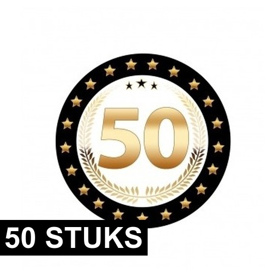 50x Luxe bierviltjes 50 jaar zwart/goud -