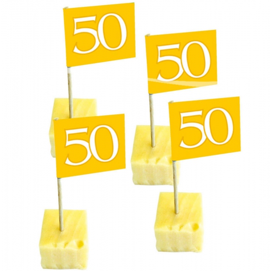 Cocktailprikkers 50 jaar - 150x - jubileum - leeftijd - prikkers - thema feestartikelen -