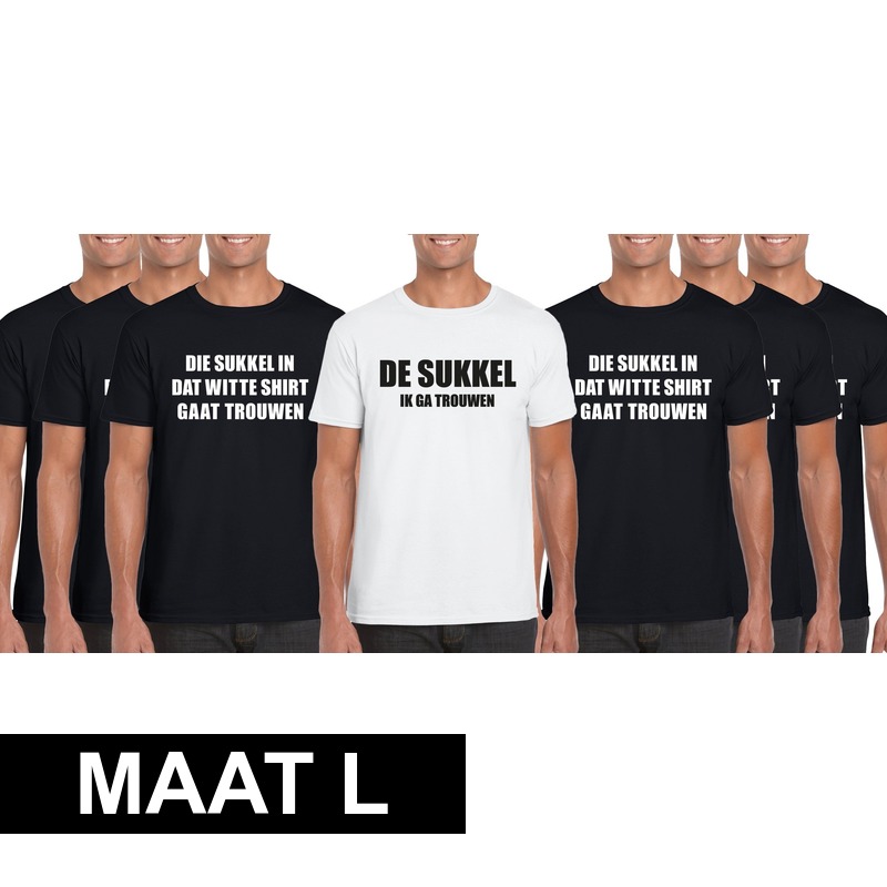 Vrijgezellenfeest heren t-shirt pakket De Sukkel - maat L L -