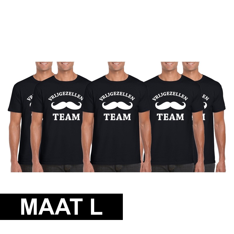 5x Vrijgezellenfeest Team t-shirt zwart heren Maat L L -