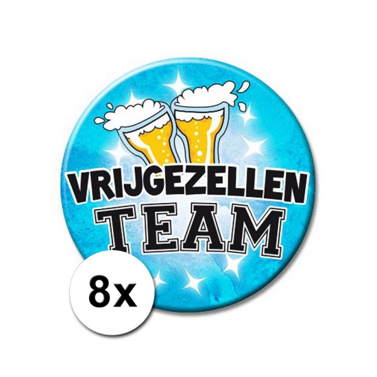 8 blauwe vrijgezellen XXL buttons -