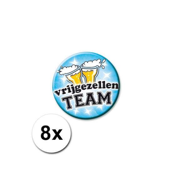8 blauwe vrijgezellen buttons -