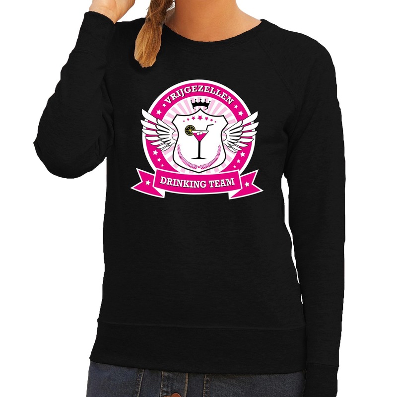 Zwart Vrijgezellen drinking team sweater dames XL -