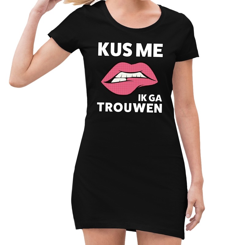 Kus me ik ga trouwen jurkje zwart dames L (42) -