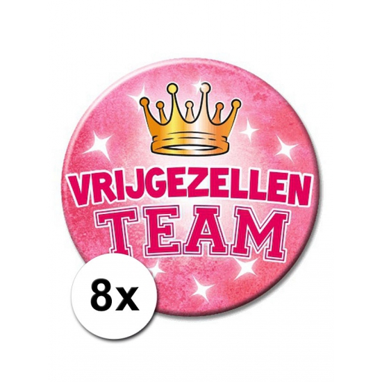 8 roze vrijgezellen XXL buttons -