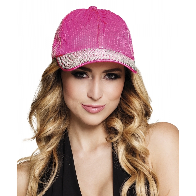 Roze pet met strass-steentjes en pailletten -