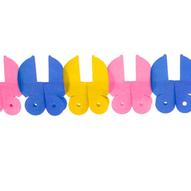 Babyshower slinger met gekleurde wiegjes 6 meter -