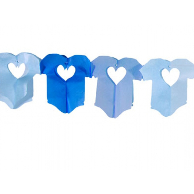 Blauwe baby slinger met rompertjes - 600 cm - papier -