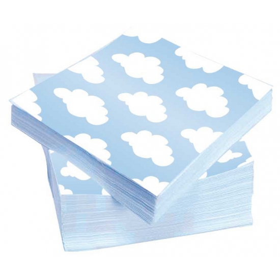20x stuks wolken geboorte jongen servetten 33 x 33 cm -