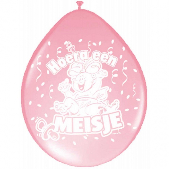 Ballonnen geboorte meisje - 8x - lichtroze - baby thema versiering -