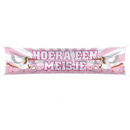 Straatbanier hoera een meisje geboren versiering -