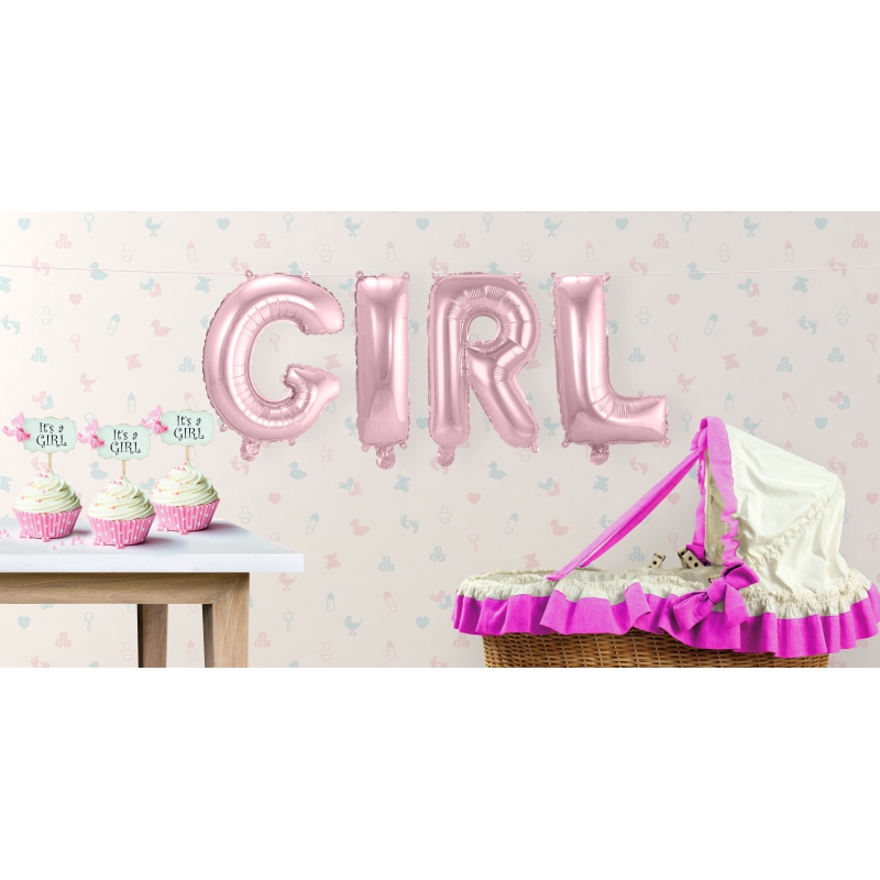 Opblaasletters GIRL geboorte ballonnen -