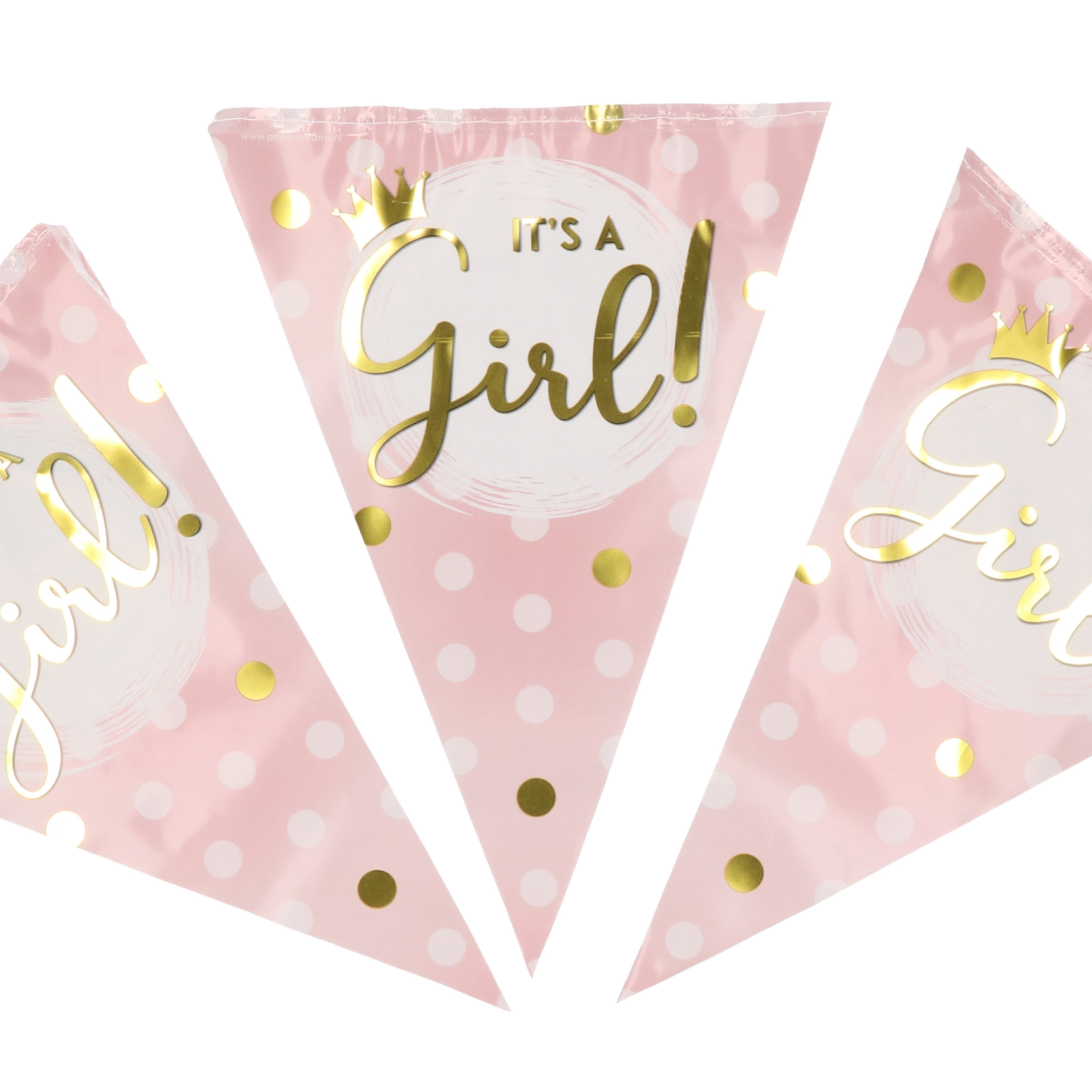Geboorte vlaggenlijn baby meisje it's a girl - roze - 10 meter - Babyshower - Versiering -