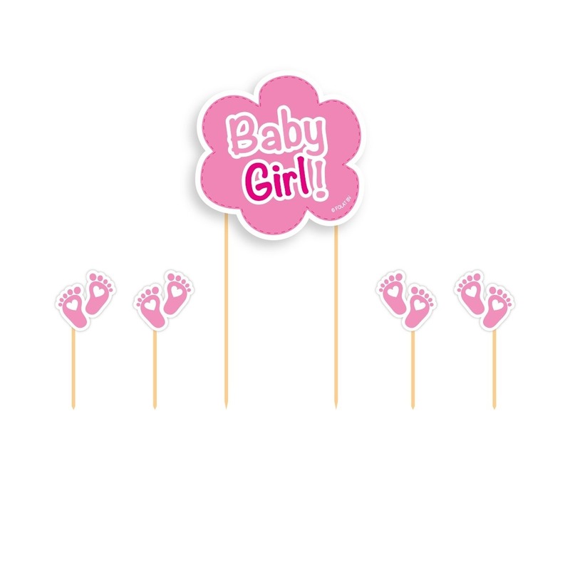 Taart topper Baby Girl roze -
