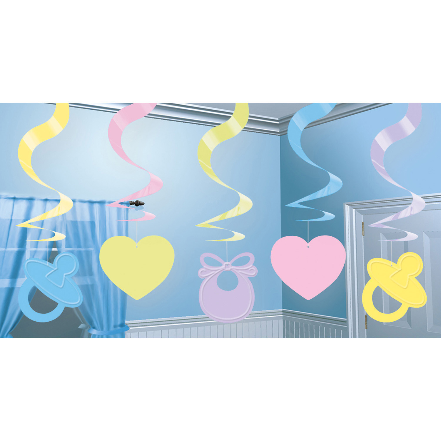 5x stuks Rotorspiralen versiering babyshower 6 cm -