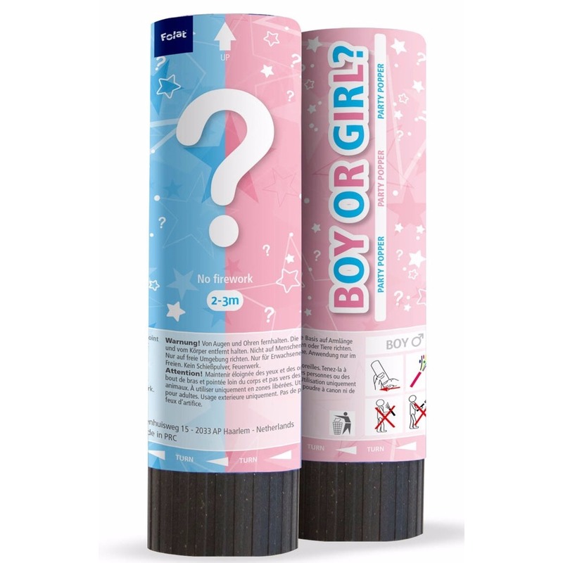 Babyshower gender reveal partypopper Meisje -