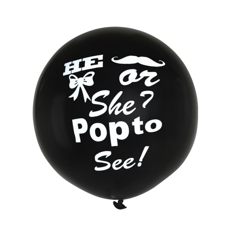 Mega ballon gender reveal zwart 91 cm -