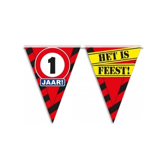1 jaar vlaggenlijn waarschuwingsbord 10mtr -
