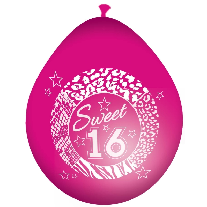 24x Roze sweet 16 leeftijd ballonnen -