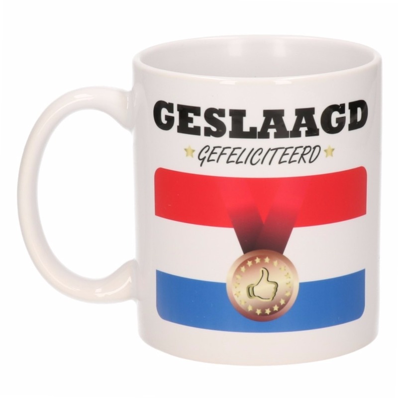 Drink/koffie mok gefeliciteerd geslaagd 300 ml -