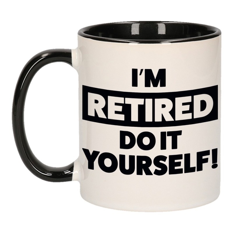 Pensioen kado mok / beker zwart Im retired do it yourself 300 ml -