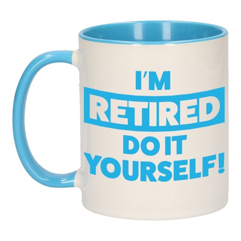 Pensioen kado mok blauw I'm retired do it yourself ! 300ml -