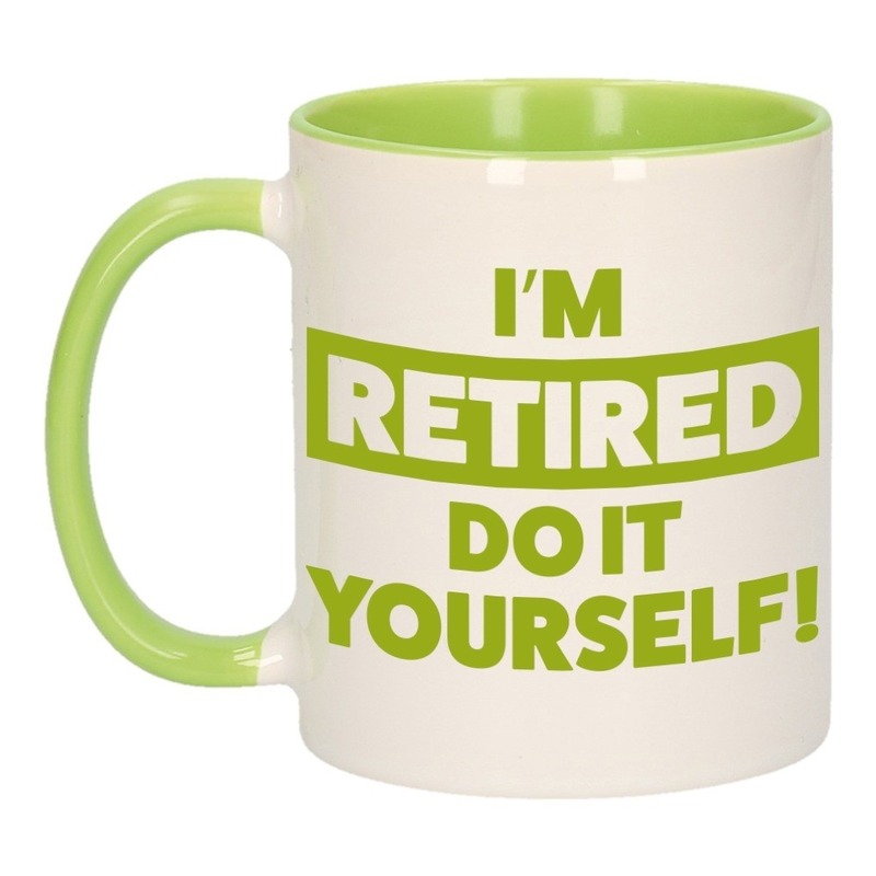 Pensioen kado mok groen I'm retired do it yourself! 300ml -