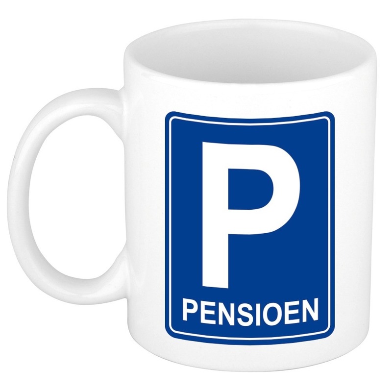 Pensioen kado beker / mok verkeersbord 300 ml -