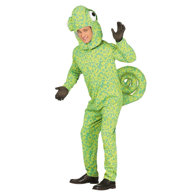 Groen kameleon hagendis carnaval verkleedkostuum voor volwassenen - Dierenpakken L (52-54) -