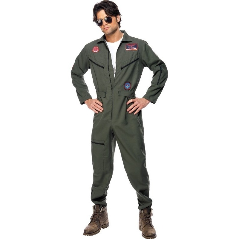 Top Gun straaljager jumpsuit - heren - piloten kostuum - polyester - Carnaval 48-50 (M) -