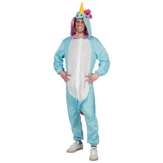 Blauwe eenhoorn dieren onesie/kostuum voor heren One size -