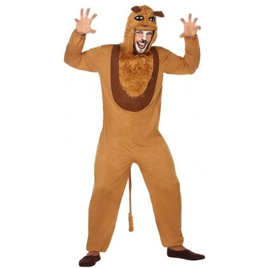 Dierenpak verkleed kostuum leeuw - voor volwassenen - bruin - carnaval M/L -