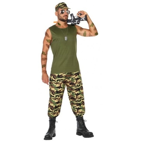 Verkleedkleding kostuum - militair/soldaat - kostuum/pak voor heren - carnavalskleding XL -