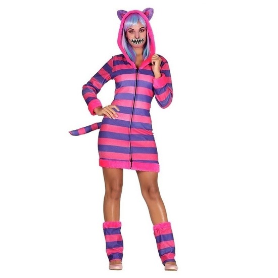 Carnaval verkleed kostuum kat/poes - gestreept - dames - dierenpakken - 3 delig 42-44 (L/XL) -