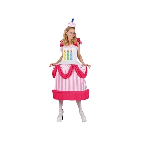 Carnaval verkleed Taart kostuum voor dames - 2 delig - polyester - gebakje - funny kleding S/M (T-04) -