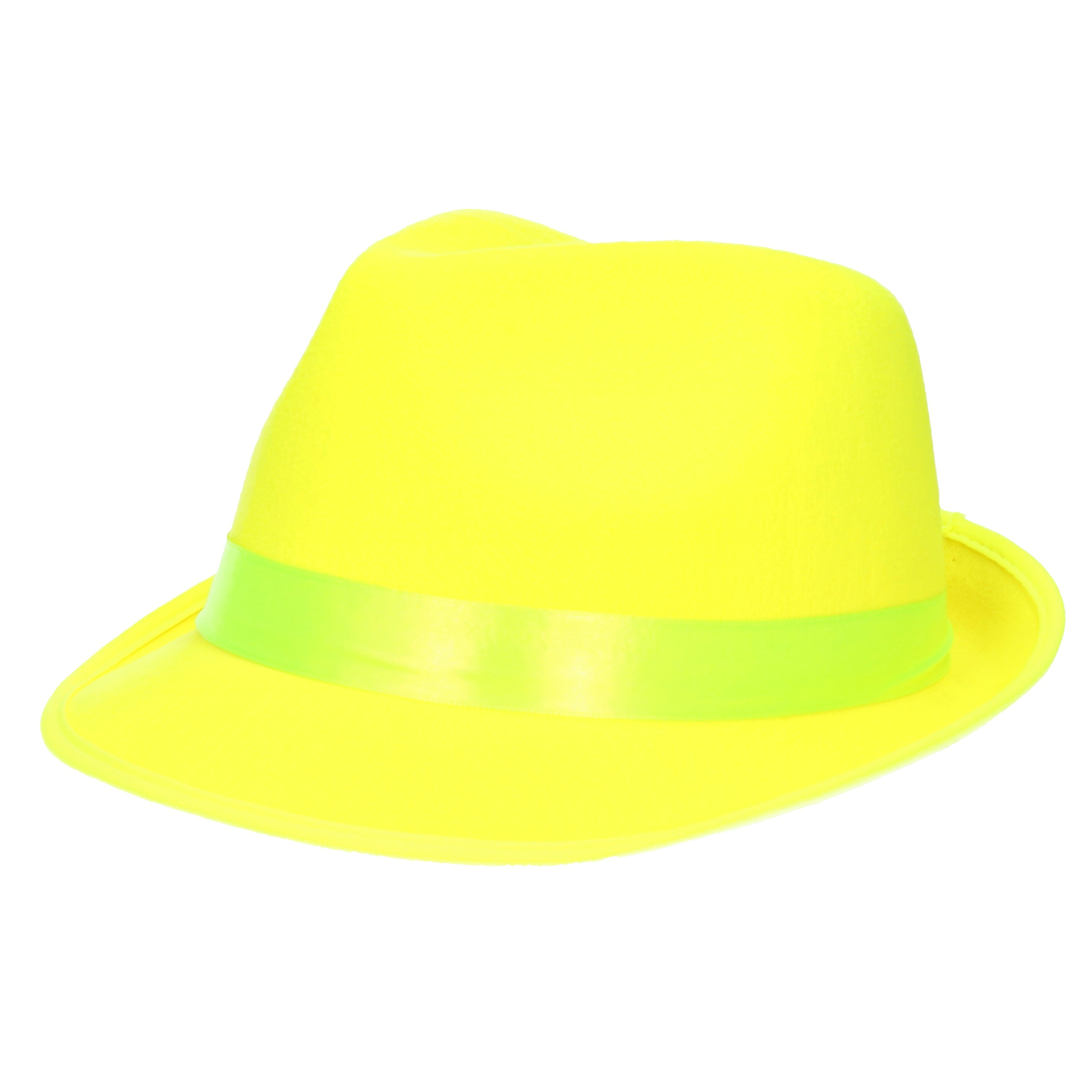 Carnaval verkleed hoed - neon geel - feestkleding - pet - volwassenen -