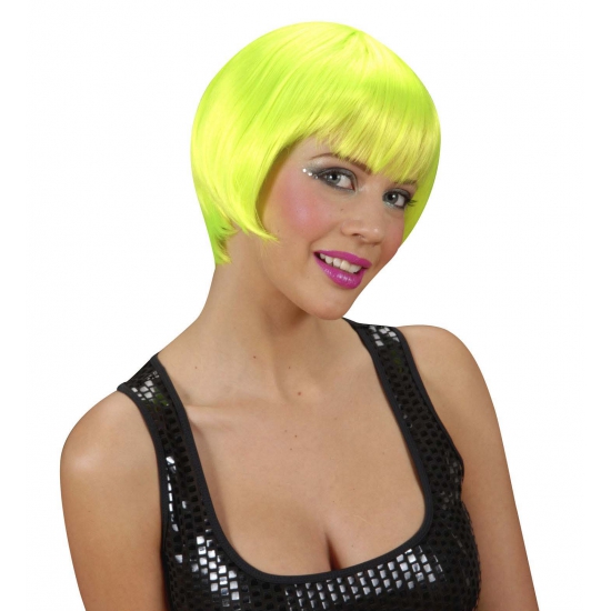 Korte damespruik neon groen -