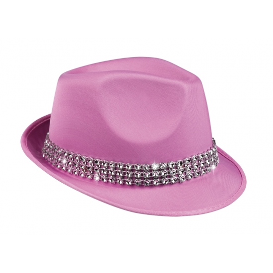 Lichtroze popstar hoedje met diamant studs -