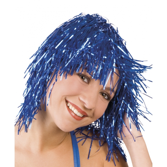 Lurex pruik blauw -