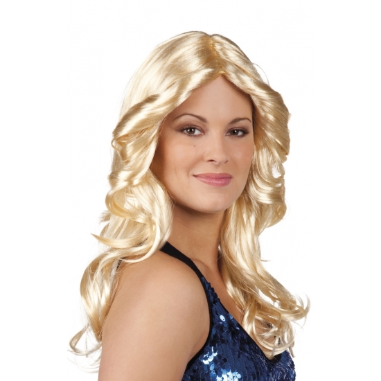 Disco pruik blond met krullen -