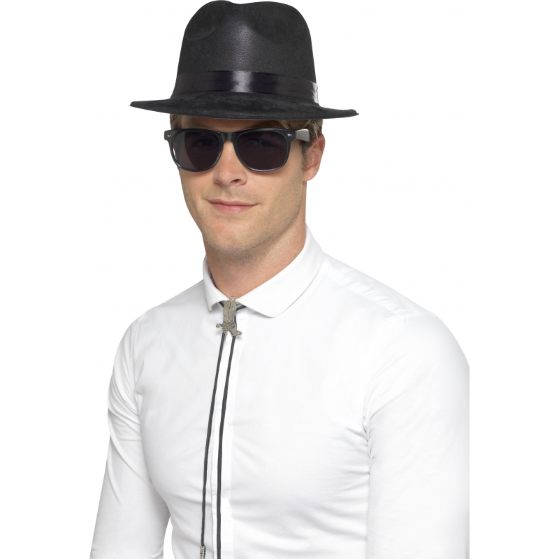 Blues Brothers hoed - zwart - volwassenen - plastic - Carnaval verkleedhoeden -
