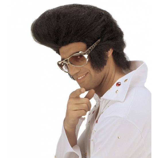 Elvis verkleed pruik - jumbo - zwart - heren - jaren 50/60 - herenpruik -