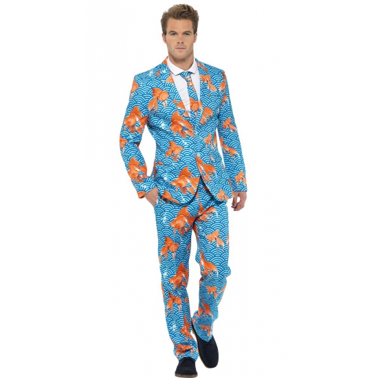Heren kostuum goudvissen print M -