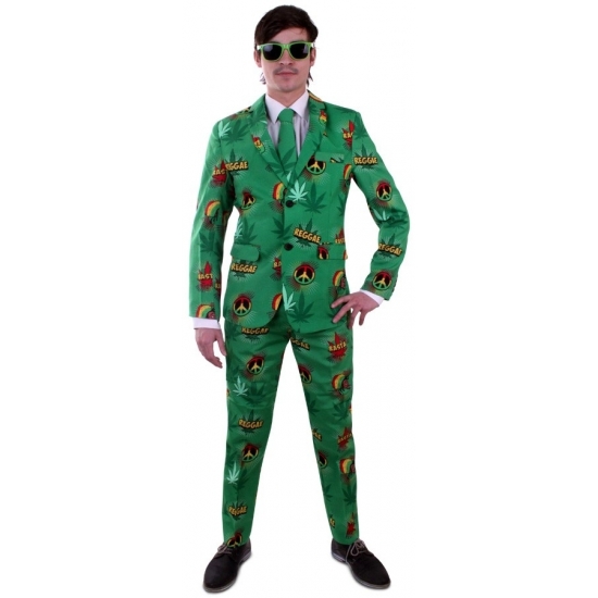 Luxe heren kostuum Rasta print 54 (XL) -