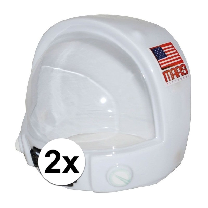 2x Astronauten helm voor kinderen van plastic -
