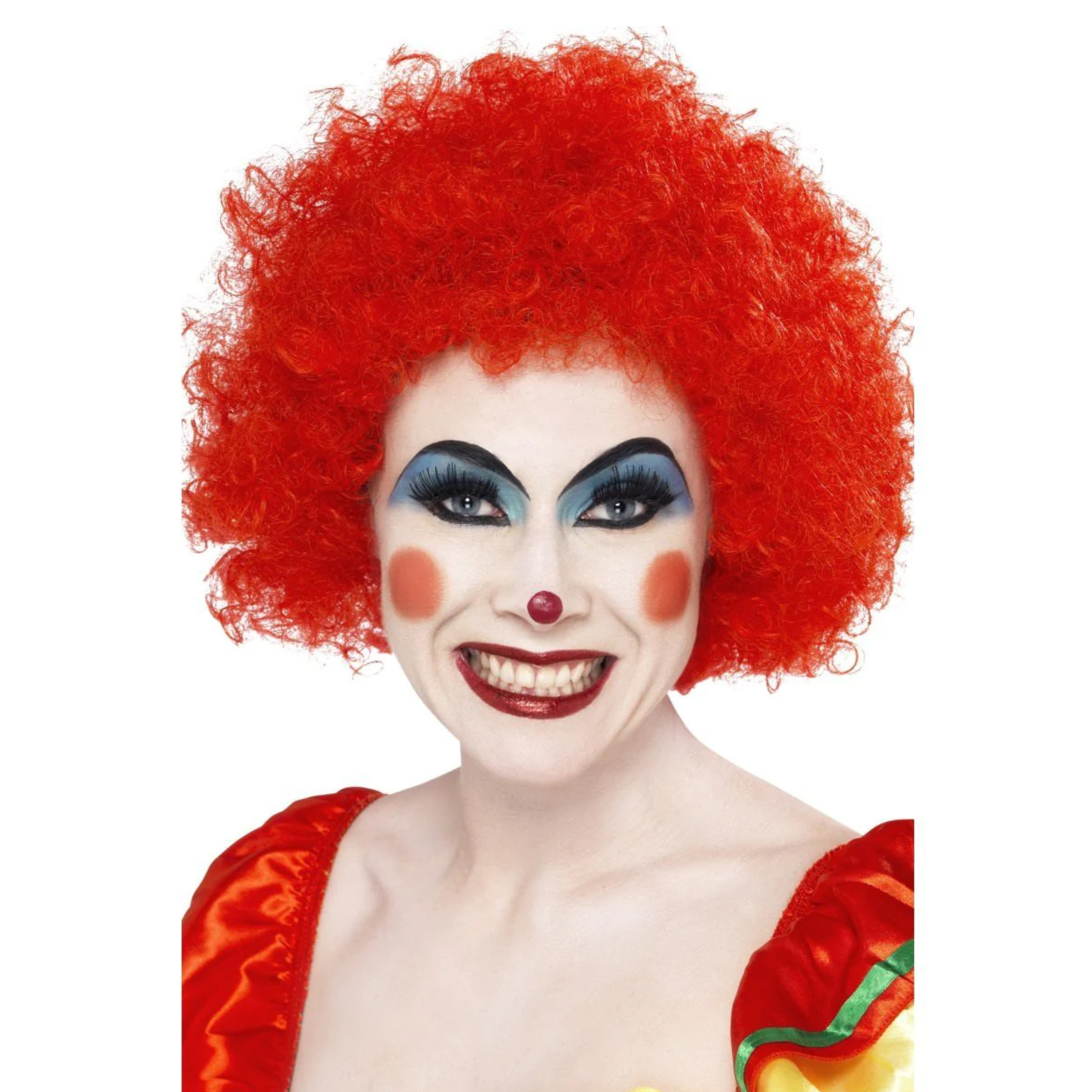 Carnaval verkleed Afropruik groot - rood - volwassenen - krullen - clown -