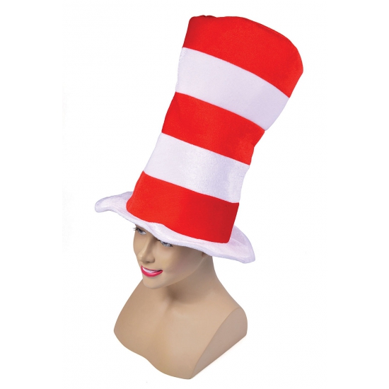 Bristol Novelty verkleed hoed rood/wit gestreept - volwassenen - dr.seuss -